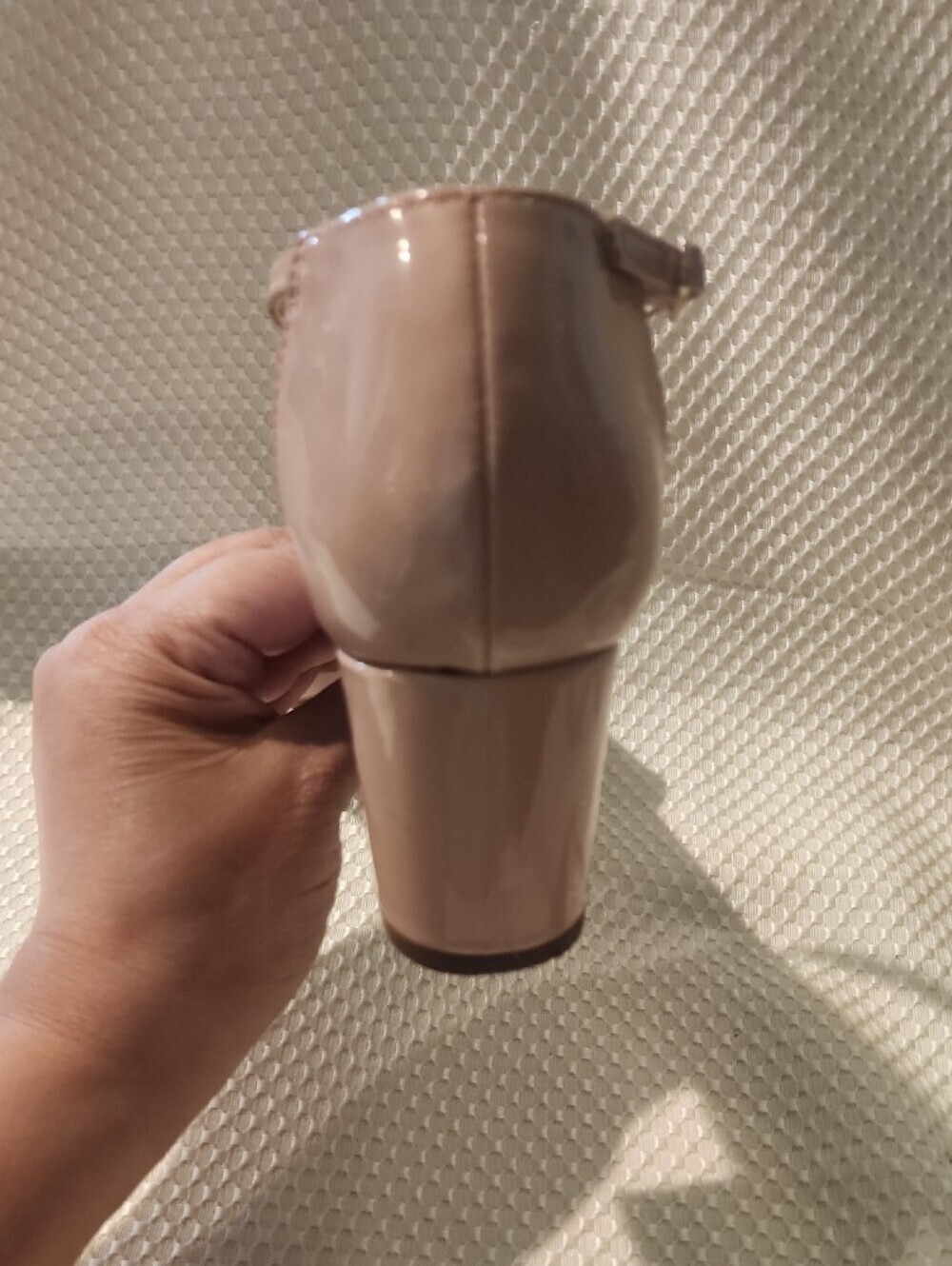 Anne Klein Blush Patent Ankle-Strap Block Heels - Picture 6 of 15